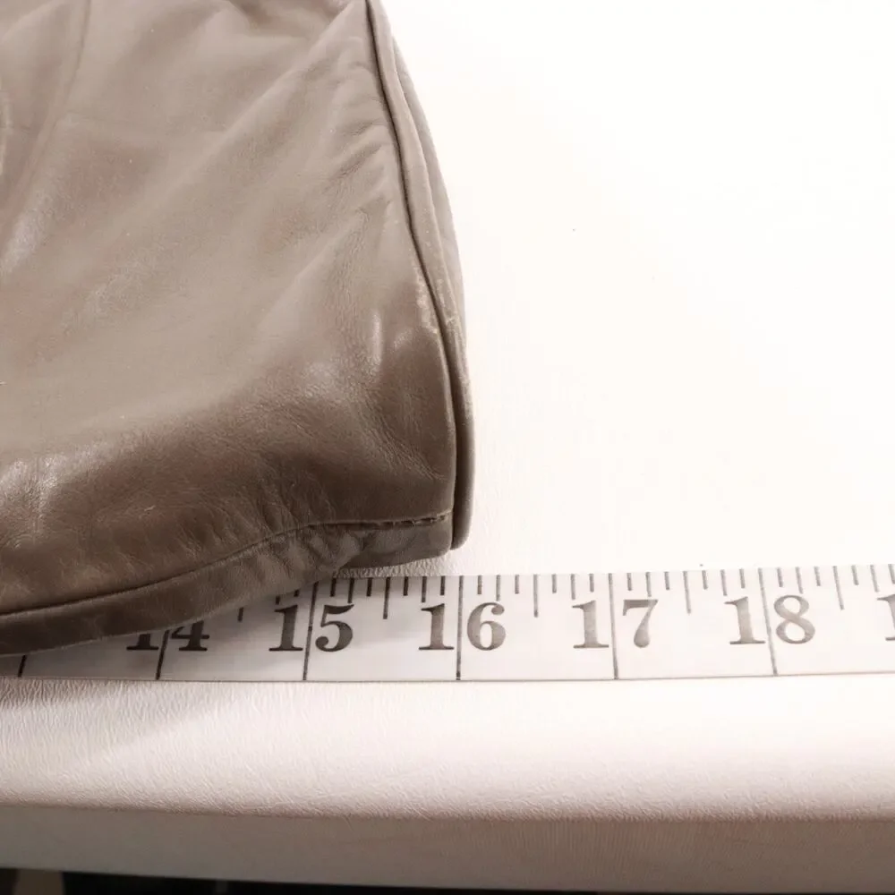 Vintage Alexanders Handbag Women L Ash Brown Smooth Leather Pleated Clutch Bag
